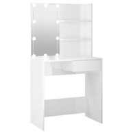 Toaletni stolić s LED svjetlima sjajni bijeli 74,5x40x141 cm