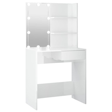 Toaletni stolić s LED svjetlima sjajni bijeli 74,5x40x141 cm