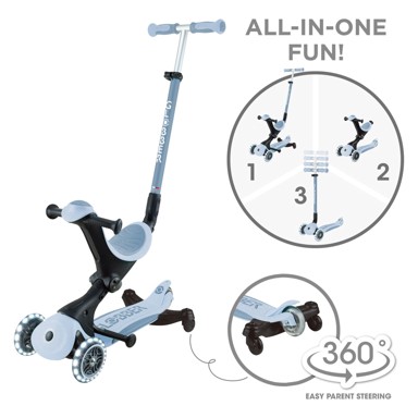 GLOBBER Romobil GO UP deluxe 360° sklopivi, svjetleći kotači, plavi