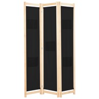 Sobna pregrada s 3 panela od tkanine 120 x 170 x 4 cm crna
