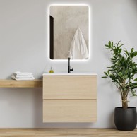 HOMESTYLE4U Set kupaonskog namještaja s ogledalom i umivaonikom, bež
