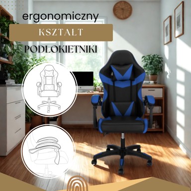 SPRINGOS Uredska stolica, crna i plava