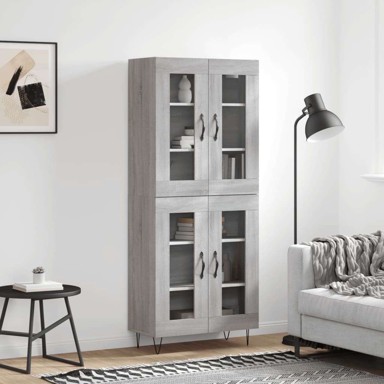 Visoka komoda 69,5x34x180 cm od konstruiranog drva, siva