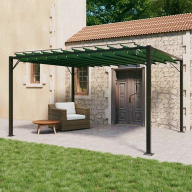 Gazebo s krovom i roletnom 3 x 4 m, zelena