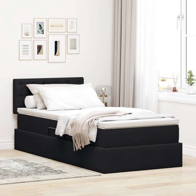 Krevet s madracem i prostorom za pohranu 100x200 cm baršun, crna