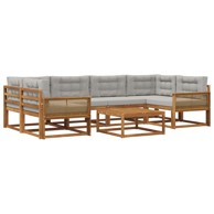 Set vanjskih sofa s jastukom 7 kom, prirodna i svjetlosiva