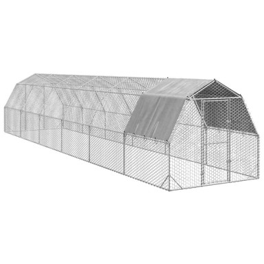 Kavez za kokoši, s krovom, pocinčani čelik, 2.5 x 12 x 2.25 m
