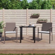 3-dijelni vrtni blagovaonski set s jastucima, poli-ratan i čelik, dužina stola 80 cm, smeđi