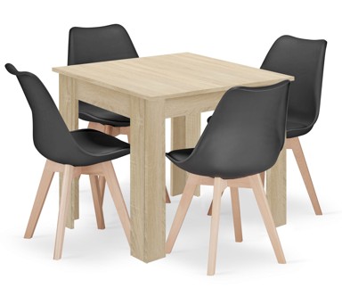 Set stol i stolice, 80 x 80 cm, 4 stolice MARK, crna