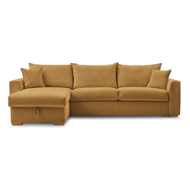 BOBOCHIC PARIS Žuta sklopiva kutna garnitura od samta (promjenjiva) Augustin, 320x96x97 cm