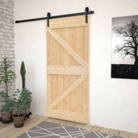 Klizna vrata, 80 x 210 cm, masivna borovina, prirodna i crna
