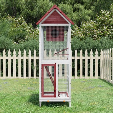Kućica za ptice boja kave 60x58,5x160 cm od masivne borovine