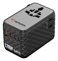 VERBATIM Putni adapter CHARGE N TRAVEL, 170 W, crni