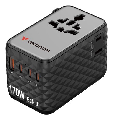 VERBATIM Putni adapter CHARGE N TRAVEL, 170 W, crni