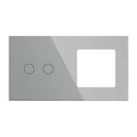 Stakleni panel za prekidače 2x + 1x okvir za module, sivi