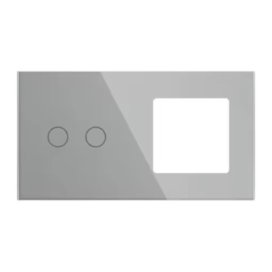 Stakleni panel za prekidače 2x + 1x okvir za module, sivi