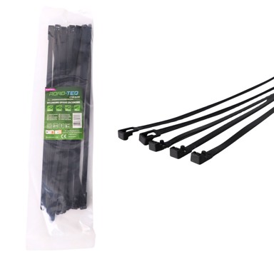 ROAD-TEQ Vezice za kabele za višekratnu uporabu 7 2x300 mm 20 kom CTBR-8X300, crna