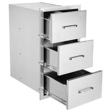 VEVOR Kuhinjske BBQ ladice s 3 razine 40x725x525 cm, srebrna