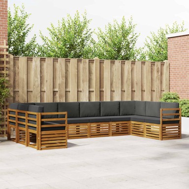 Set sofa 10 kom, akacija, prirodna/antracit