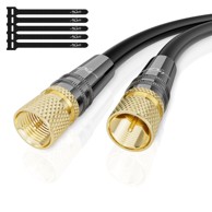 NIKCORP Koaksijalni antenski kabel, duljina 50 m, 2x F konektor, 75 Ohma, bakreni vodič, višestruko oklopljen, 4K UHD, crna