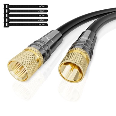 NIKCORP Koaksijalni antenski kabel, duljina 50 m, 2x F konektor, 75 Ohma, bakreni vodič, višestruko oklopljen, 4K UHD, crna