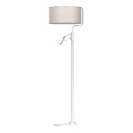 Podna lampa Lino Biel / Len, 1xE27 + 1x mini GU10