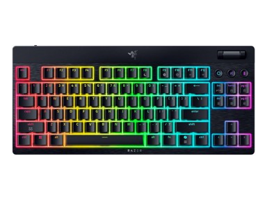 RAZER Tipkovnica BlackWidow V4 Low-profile Tenkeyless HyperSpeed Zelena stikala US SLO, crna