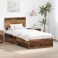 Okvir za krevet 100 x 200 cm konstruirano drvo, staro drvo