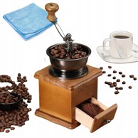 Ručni retro mlinac za kavu, papar i sol, drveni