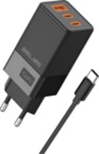 BELINE Kućni punjač BLN3CB65C GaN, 65W, PD3.0/QC3.0, 2xUSB-C/USB-A, USB-C kabel, crni
