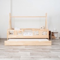 Dječji krevet Luna Tipi, 180 x 90 cm, dodatni krevet, svijetlo drvo