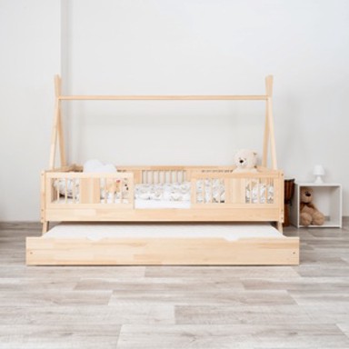 Dječji krevet Luna Tipi, 180 x 90 cm, dodatni krevet, svijetlo drvo