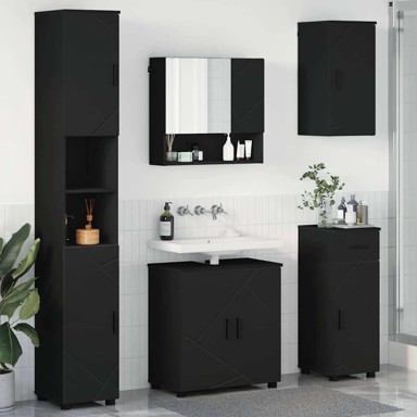 Set namještaja za kupaonicu, zidni, 5 kom, 61 x 35 x 64 cm, crna