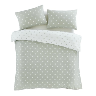 CATHERINE LANSFIELD Flanelska posteljina Polka Dot za bračni krevet 200x200 cm Bijela/zelena