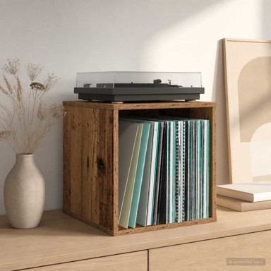 Kutija za vinilne albume, 2 kom., 37x36,5x38 cm, staro drvo
