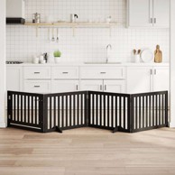 Vrata za pse s vratašcima 4 panela sklopiva 320 cm drvo topole 80 x 60 x 2 cm, crna