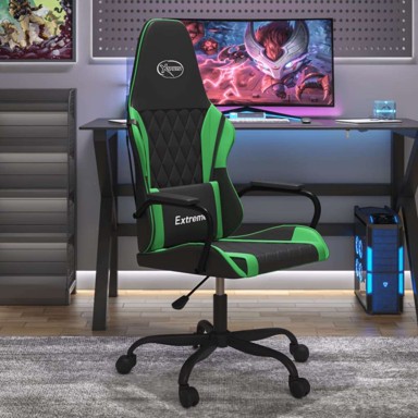 Masažna gaming stolica, crno-zelena, umjetna koža