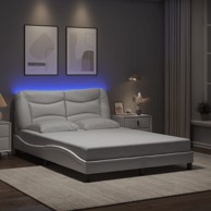Okvir kreveta s LED svjetlima bijeli 120 x 200 cm umjetna koža