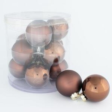 Staklene kuglice, ø 6 cm, 12 kom, smeđe