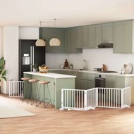 Vrata za pse s vratašcima 10 panela sklopiva 800 cm drvo topole 80 x 60 x 2 cm, bijela