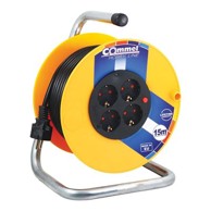 COMMEL Produžni naponski kabel, PVC bubanj, 4 utičnice, 15m