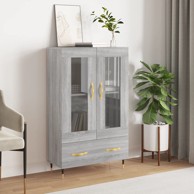 Visoka komoda siva boja hrasta 69,5x31x115 cm konstruirano drvo