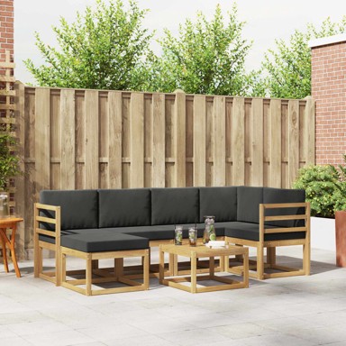 Set vanjskih sofa, 7 kom, čvrsto drvo akacije, bijelo-antracit