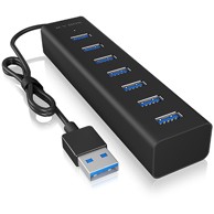 ICY BOX USB hub IB-HUB1700-U3, USB-C, 7x USB-A 3.0, crni