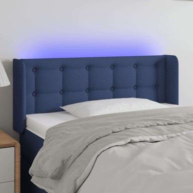 LED uzglavlje, 93 x 16 x 78/88 cm, tkanina, plava