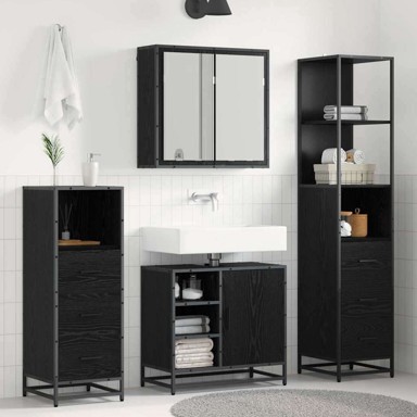 Set namještaja za kupaonicu, 3 kom, 65 x 33 x 60 cm, crni hrast