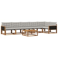 Set vanjskih sofa s jastukom 7 kom, prirodna i svjetlosiva