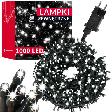 SPRINGOS Božićne lampice, 1000 LED, hladna bijela