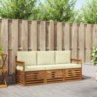 Set sofa 3 kom čvrsto drvo akacije, prirodna i krem