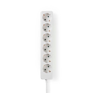 NEDIS Produžna utičnica tip f (CEE 7/7) 6-polna 1,50 m 3680 W 16 A vrsta uzemljenja: bočni kontakti 230 V AC 50/60 Hz kut utičnice: 45 ° 3G1,5 mm², bijela
